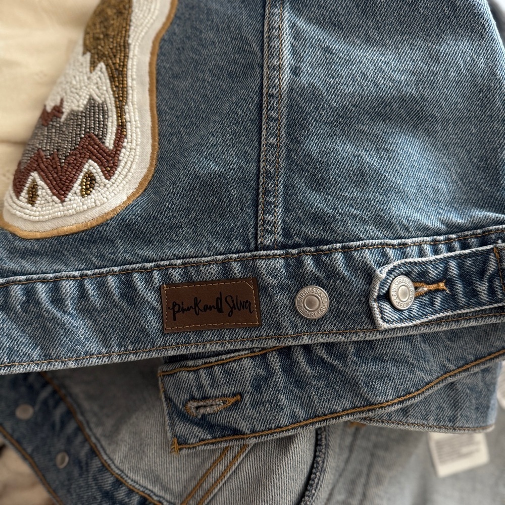Pink & Silver/Levi’s Hand Beaded Denim Jacket size L - Picture 13 of 13